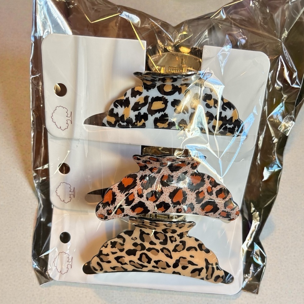 Leopard Print Hair Claw Clips Set
